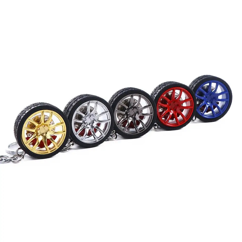 3D Car Wheel Keychain – Alloy Rim & Brake Disc Keyring Car Wheel Keychain PLUSH