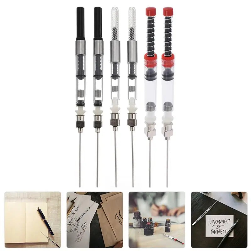 6-Pack Fountain Pen Ink Converter Filling Tool for 2.6mm Pens Pen Ink Converter Tool PLUSH Silver Black Red 6pc
