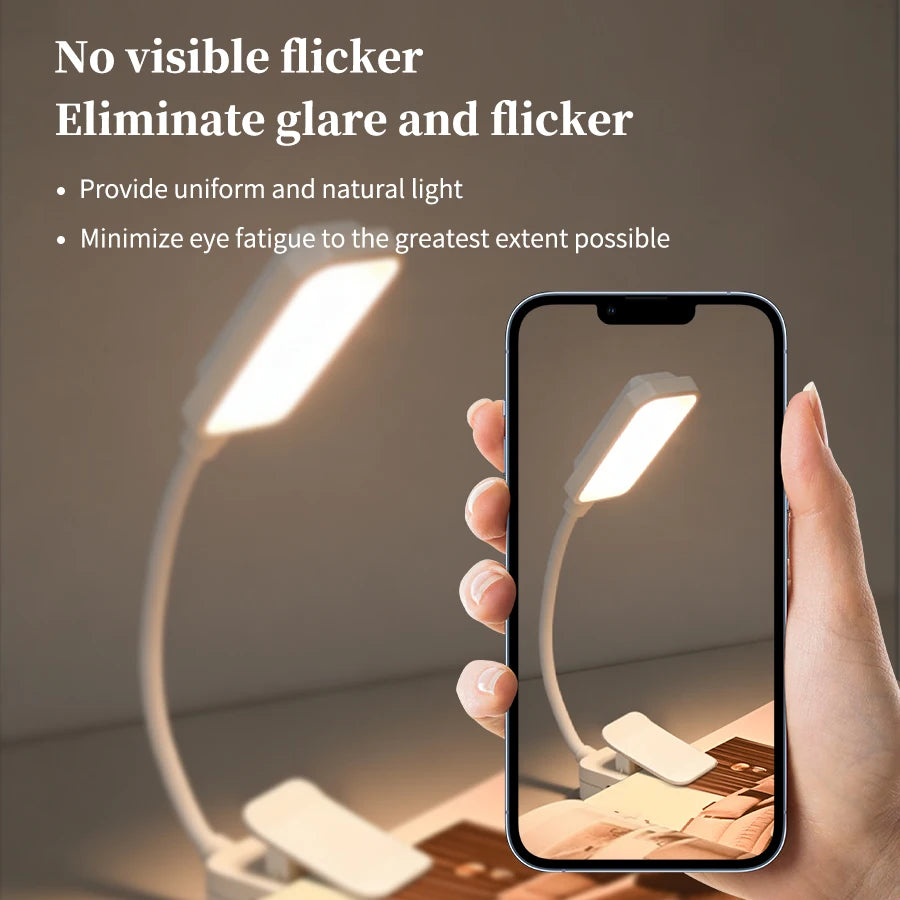 Clip-On LED Book Light USB Rechargeable Dimmable Reading Lamp Clip-On Desk Lamp PLUSH