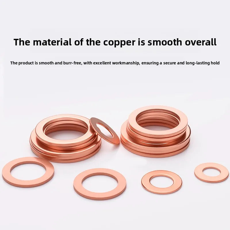 200pcs Copper Sealing Washer Kit M5–M14 Flat Ring Gasket Set Sealing Washer Kit PLUSH