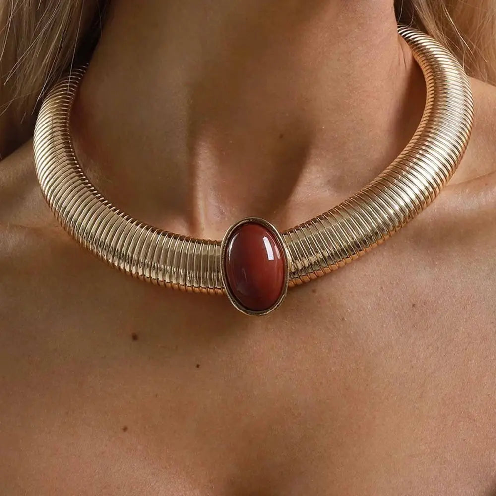 Chunky Snake Chain Choker Necklace – Gold & Silver Bohemian Choker Necklace PLUSH