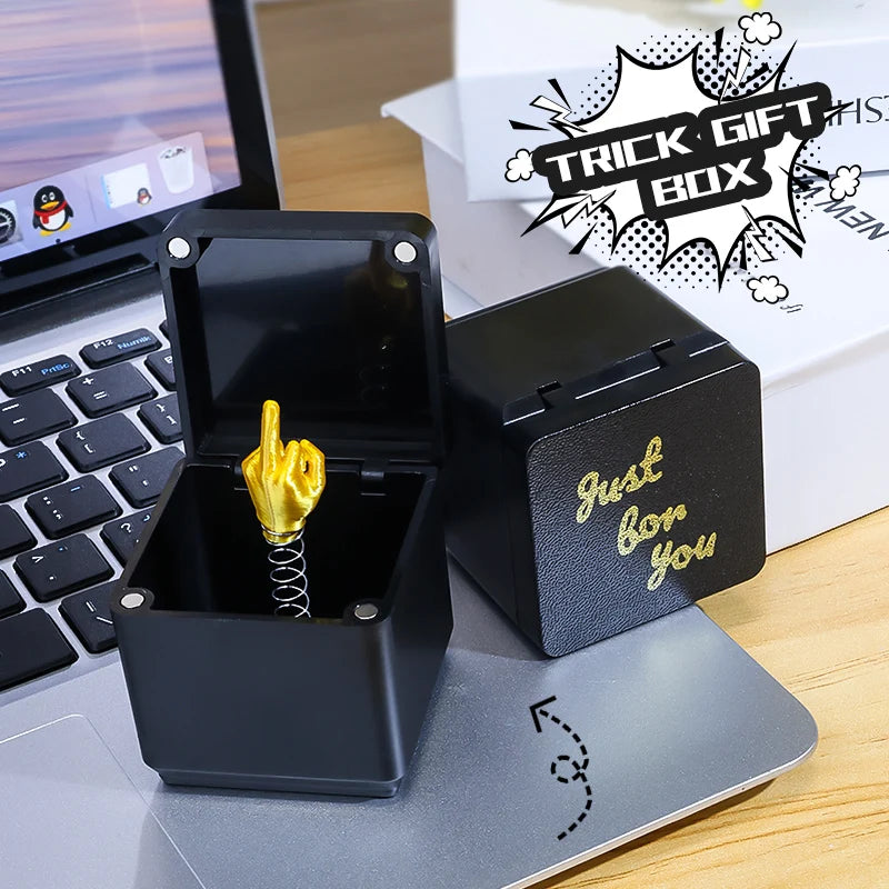 Middle Finger in a Box – Funny Prank Gag Gift & Desk Decor Novelty Gag Gift PLUSH