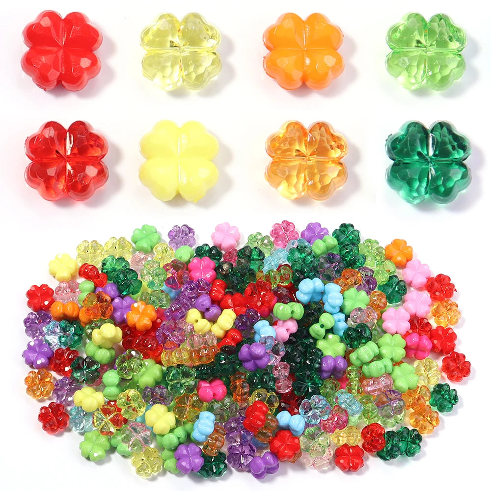 50-100pcs Four Leaf Flower Acrylic Spacer Beads | DIY Jewelry Acrylic Spacer Beads PLUSH
