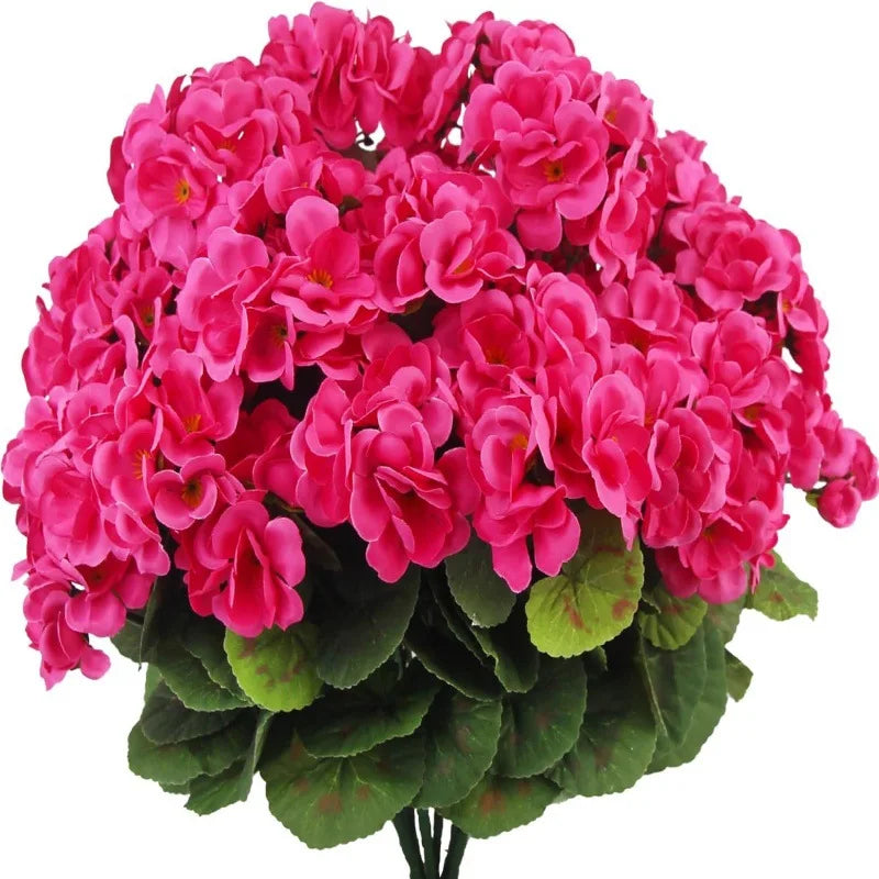 Violet Artificial Silk Flowers – Begonia Geranium Home Decor Artificial Silk Flowers PLUSH Rose Red 1PC