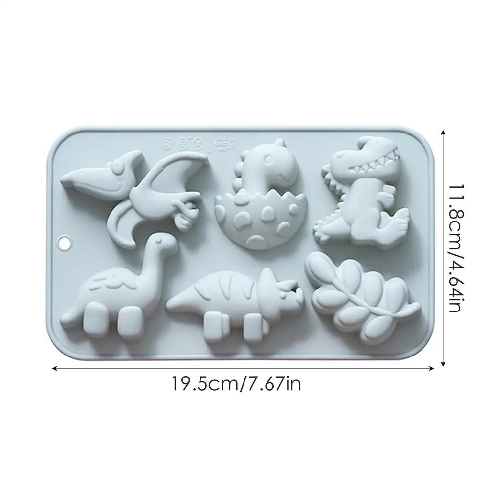 6-Cavity Dinosaur Silicone Mold – Chocolate, Candy & Cake Silicone Baking Mold PLUSH Blue
