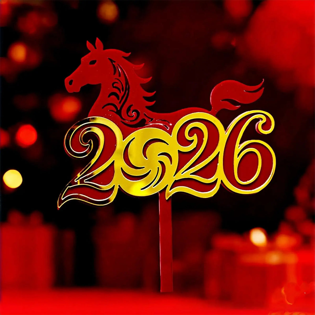 2026 Happy New Year Gold Acrylic Cake Topper – 1PC Acrylic Cake Topper PLUSH