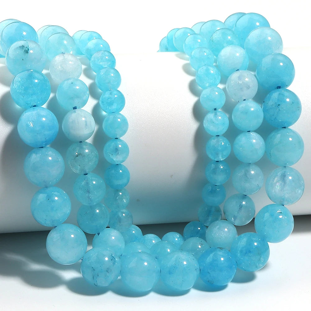 Lake Blue Round Crystal Glass Spacer Beads 6/8/10mm DIY Glass Spacer Beads PLUSH