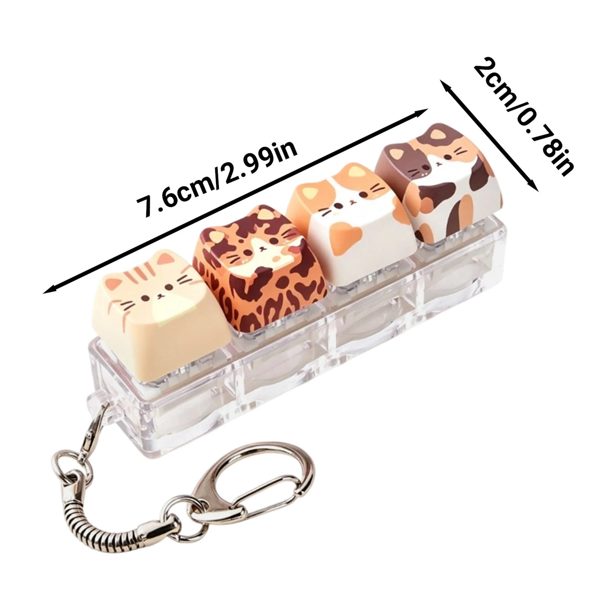 Cute Cat Keycap Fidget Keychain | Clicky Keyboard Toy Fidget Keychain Toy PLUSH A