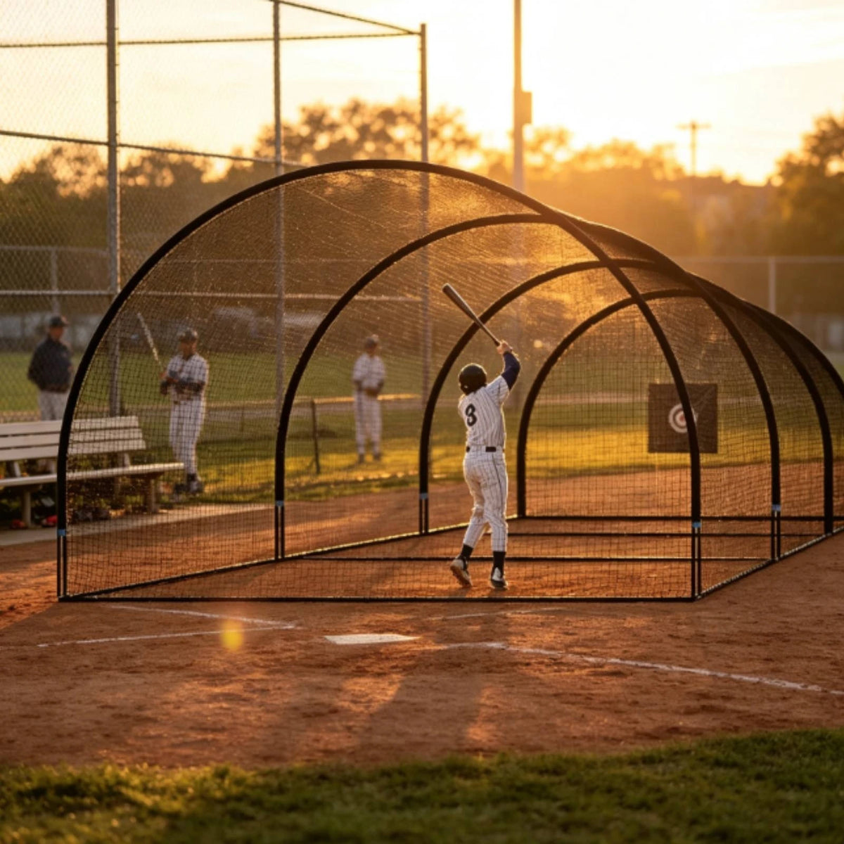 Arched Baseball Batting Cage with Frame | Backyard Training Baseball Batting Cage PLUSH
