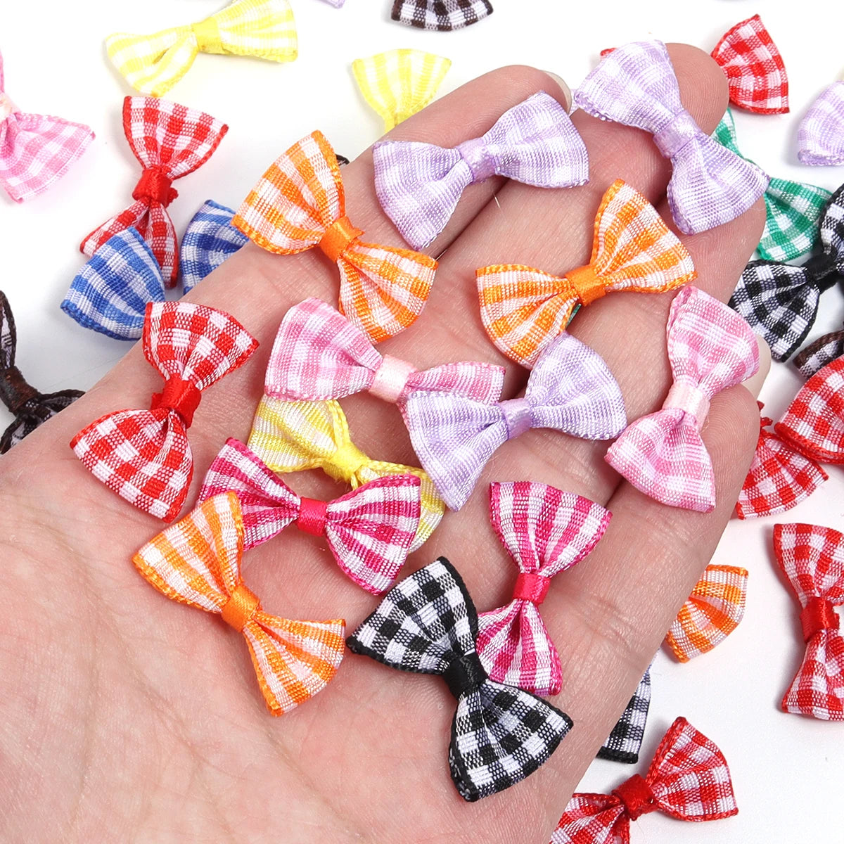 30pcs Scottish Checker Ribbon Bows – Wedding & DIY Craft Decor Ribbon Bows PLUSH