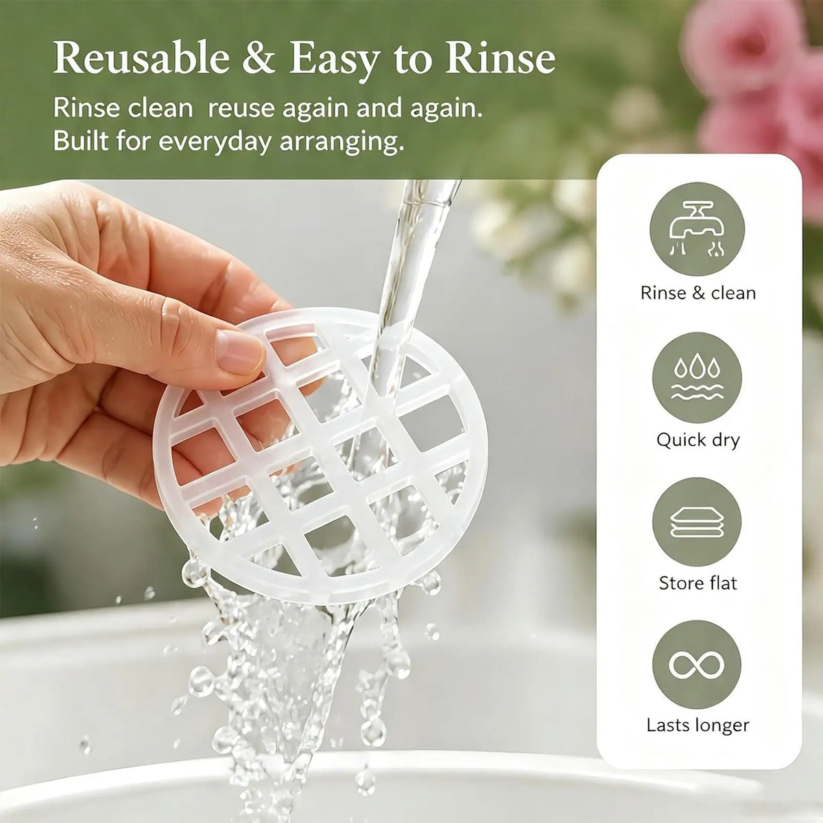 2-Pack Silicone Flower Arranging Grid & Vase Stem Holder Floral Arranging Tool PLUSH