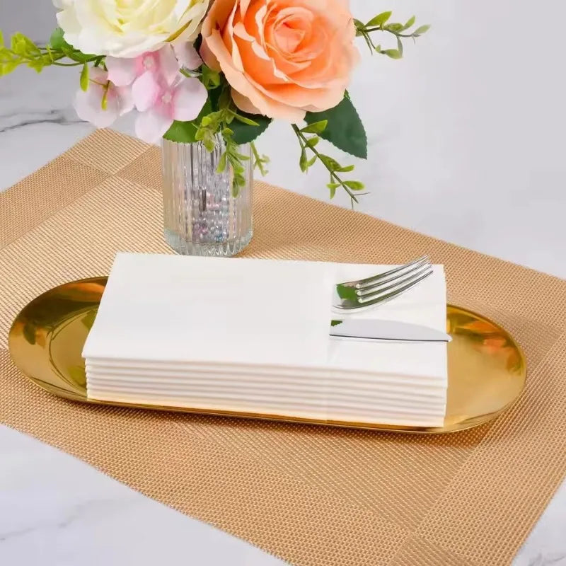 Prefolded Paper Napkins with Flatware Pocket – 25/50pcs Disposable Paper Napkins PLUSH