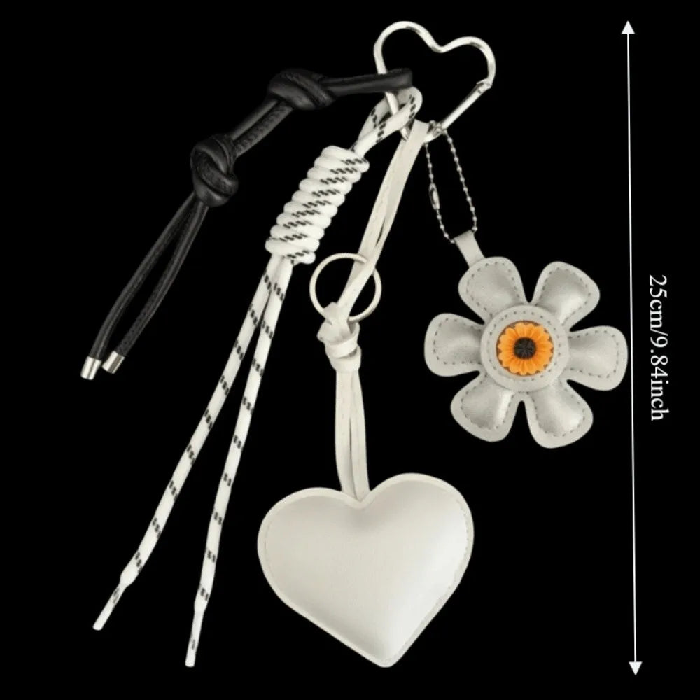 Vintage Sunflower Heart Bag Charm Keychain – PU & Alloy Bag Charm Keychain PLUSH