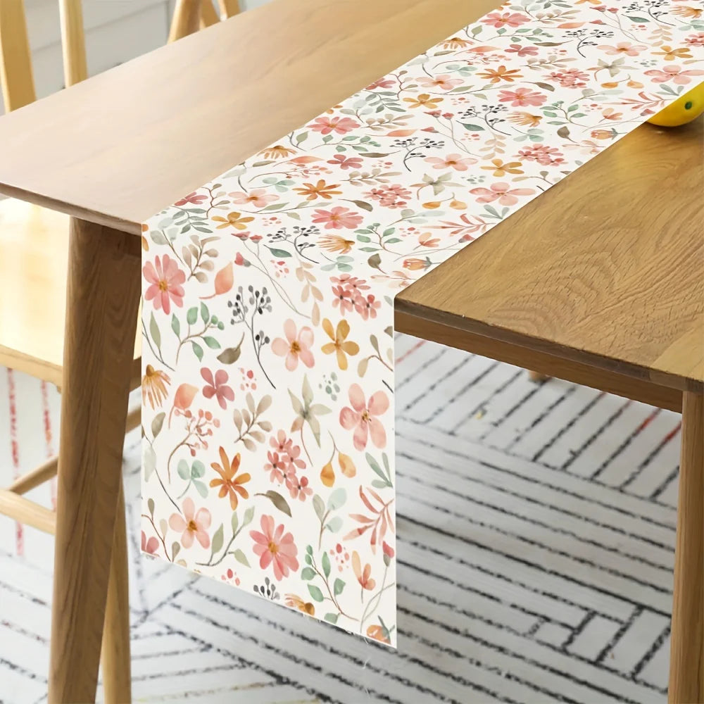 Watercolor Floral Table Runner – Garden, Wedding & Home Décor Table Runner PLUSH