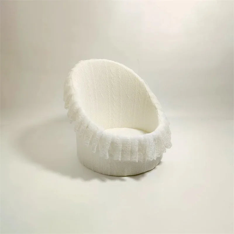 Newborn Photography Prop Mini Lace Round Sofa Bean Bag Photography Prop Sofa PLUSH