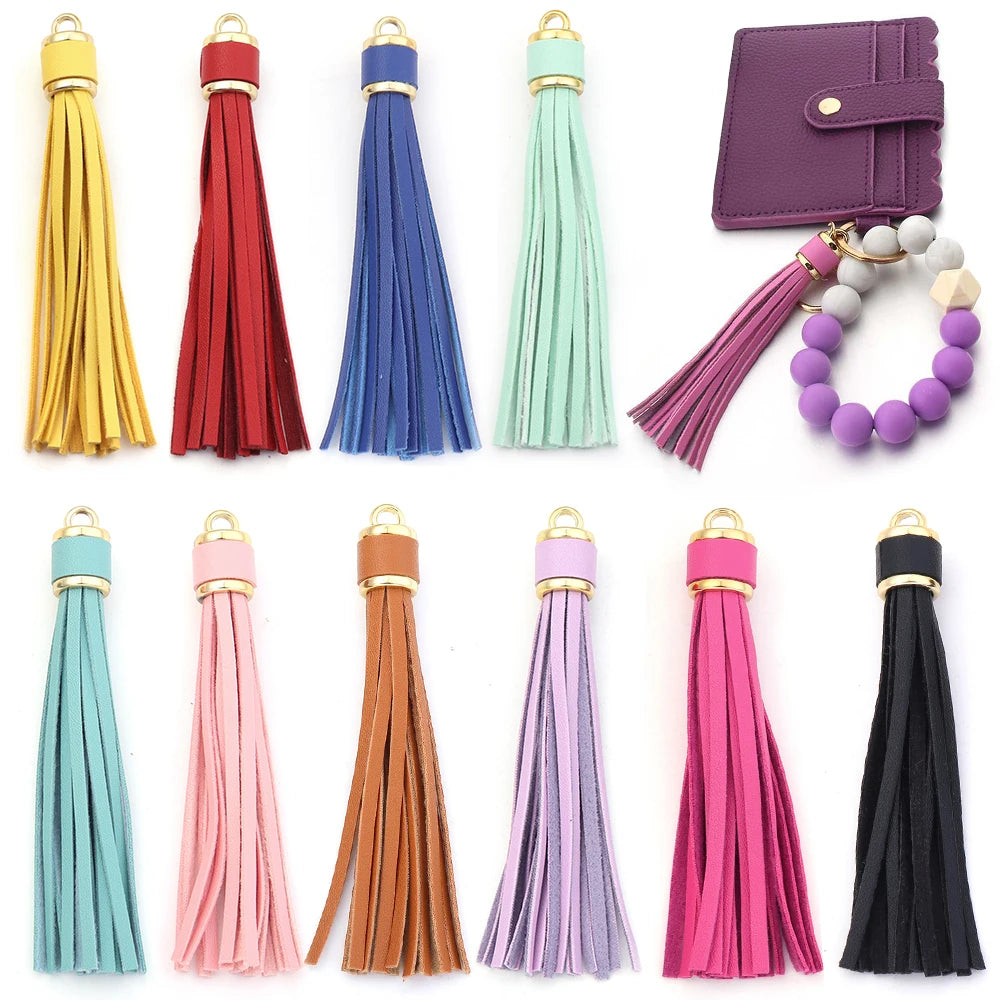 4pcs 10cm PU Leather Colorful Tassel Pendants – DIY Jewelry Tassel Jewelry Charm PLUSH