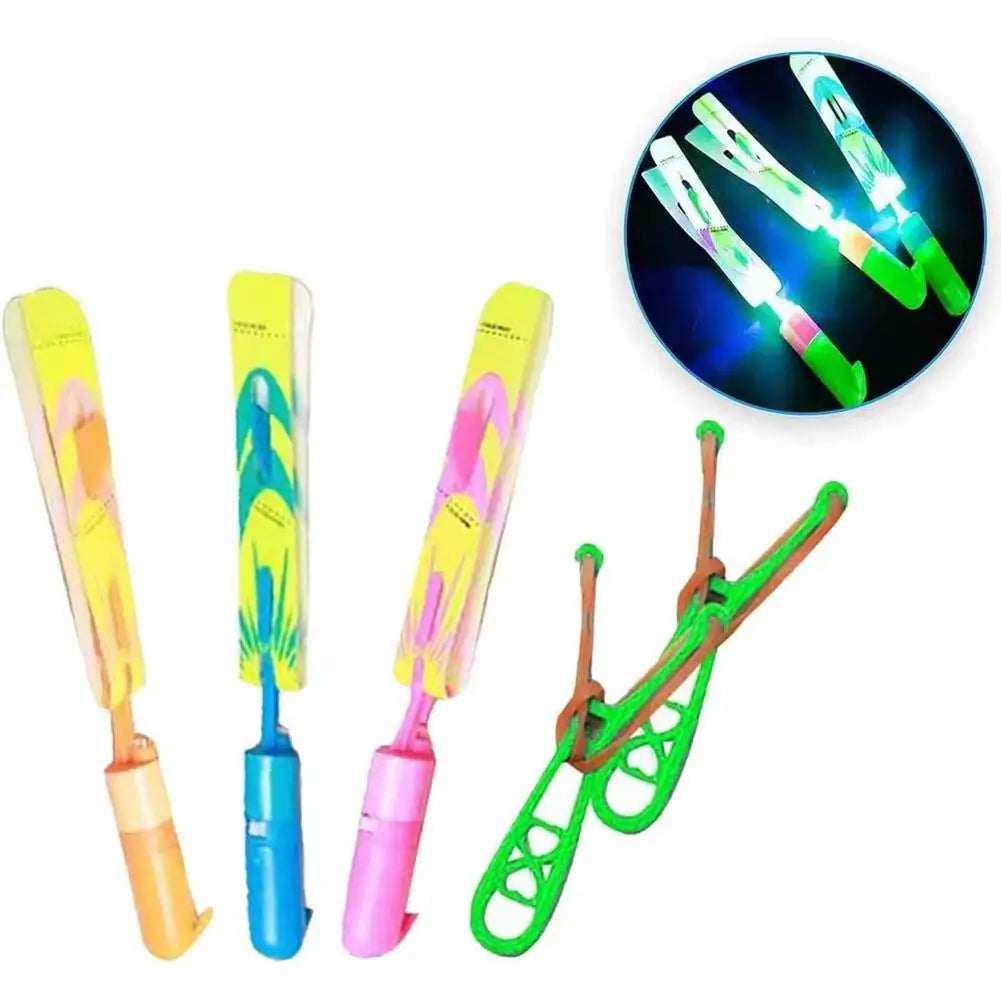 LED Glow in the Dark Rocket Helicopter Launcher Toy for Kids Flying Launcher Toy PLUSH