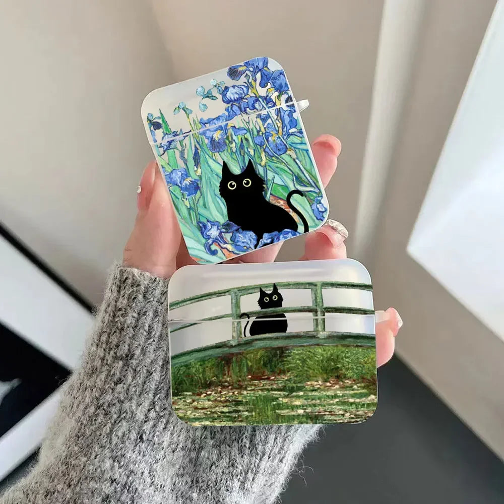 Van Gogh Cat AirPods Case – Retro Art Hard Cover All Models AirPods Case Cover PLUSH