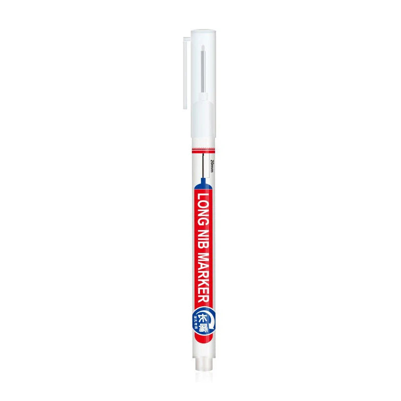 Long Nib Deep Hole Marker Pen – Waterproof 20mm Marking Tool Deep Hole Marker Pen PLUSH White