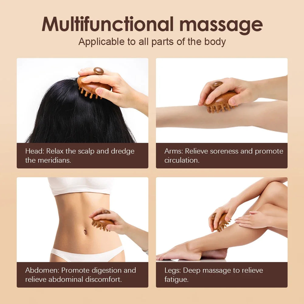 Wooden Scalp Massager Brush – Sandalwood Head & Body Tool Scalp Massager Brush PLUSH