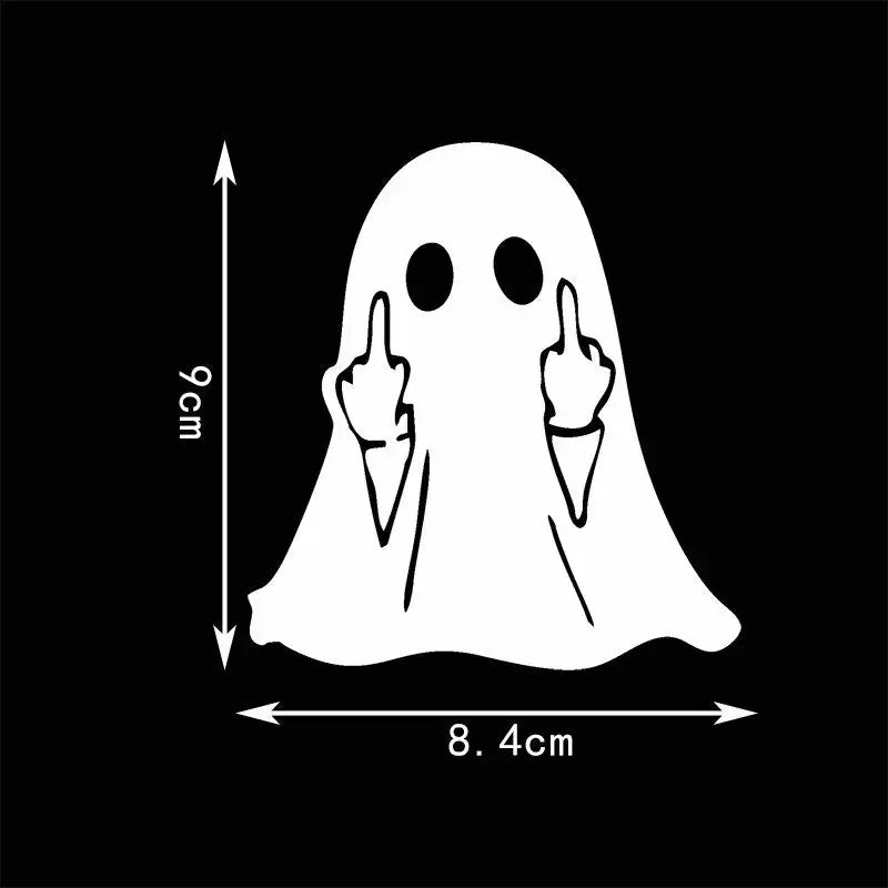 Funny Ghost Middle Finger Car Sticker – Waterproof PVC Decal Car Decal Sticker PLUSH E