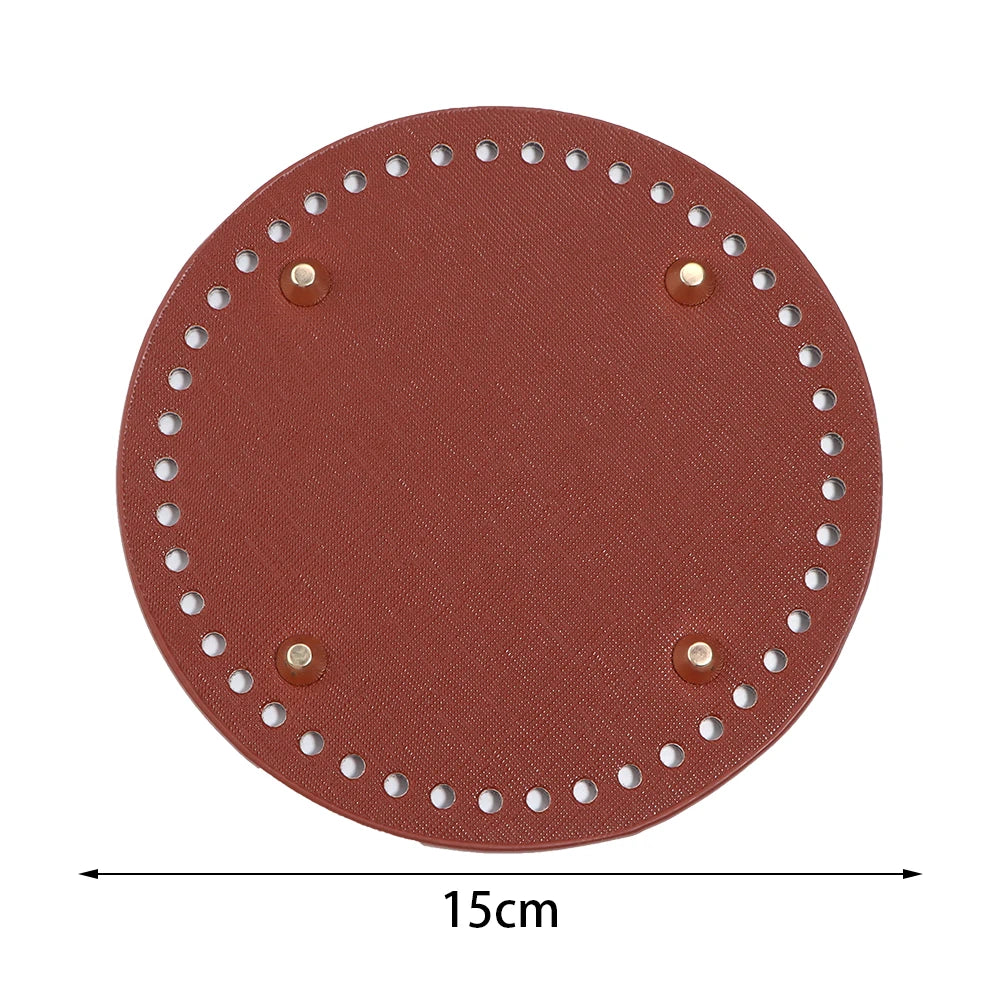 Round PU Leather Bag Base with Rivets – 12/15/18cm DIY Handbag Bag Making Base PLUSH brown 15cm