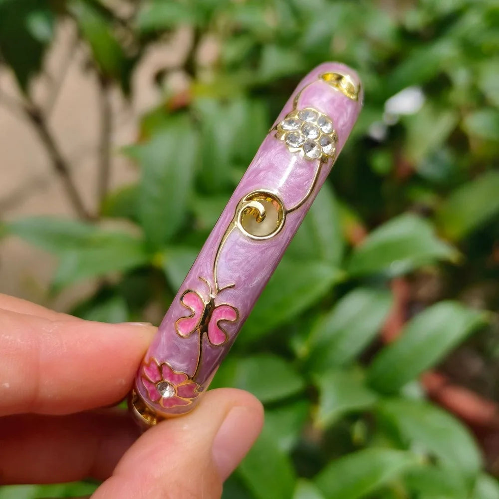 Cloisonné Enamel Bangle – Vintage Chinese Rhinestone Jewelry Enamel Bangle PLUSH 6