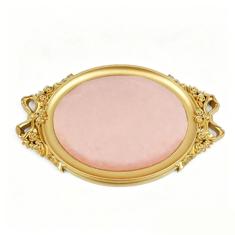 Vintage Velvet Jewelry Display Tray – Retro Organizer Stand Jewelry Display Tray PLUSH Pink
