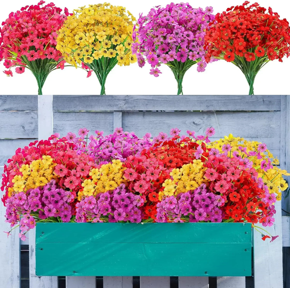 Artificial Violet Flowers UV Resistant Faux Outdoor Plants Decor Artificial Outdoor Flowers PLUSH