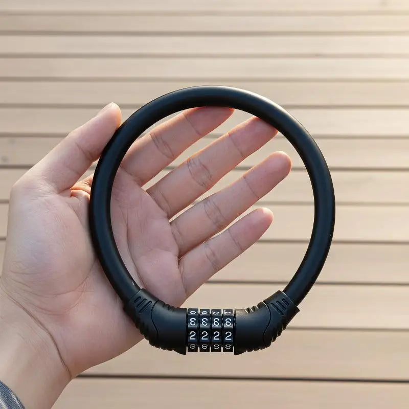 4-Digit Combination Bicycle Cable Lock – Portable Steel Security Bicycle Cable Lock PLUSH
