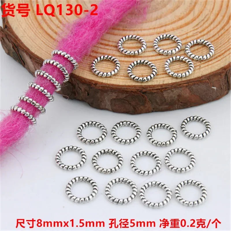 5pcs Viking Dreadlock Hair Braid Beads Cuffs Rings Gold Silver Hair Braid Cuffs PLUSH 5pcs LQ130-2