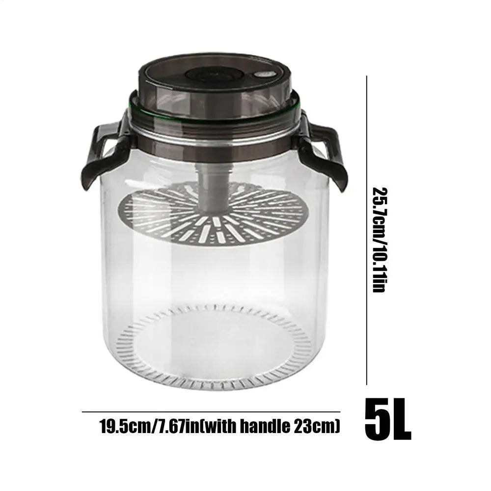 5L Airtight Pickle Jar with Lid & Handle | Clear Storage Food Storage Jar PLUSH Clear