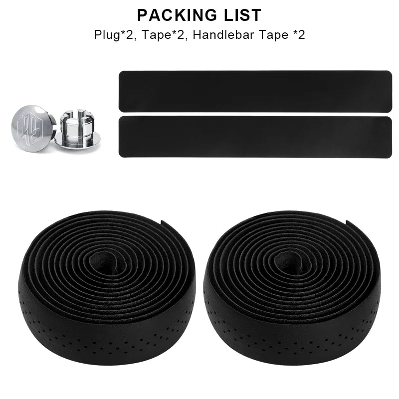PU Leather Perforated Bike Handlebar Tape – MTB & Road Handlebar Tape PLUSH black