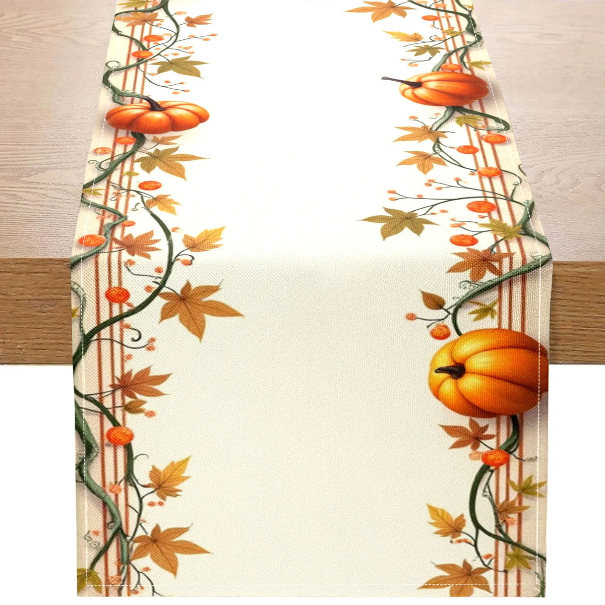 Pumpkin & Autumn Leaf Table Runner | Fall Harvest Decor Table Runner PLUSH A 33X90Cm