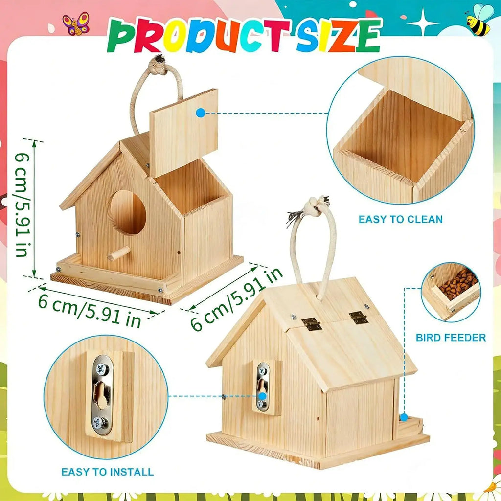 Wooden DIY Birdhouse Kit – Build, Paint & Hang Outdoor DIY Craft Kit PLUSH