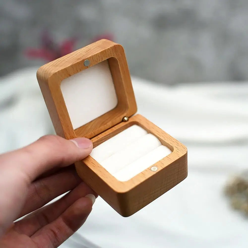 Velvet Wood Ring & Earring Box – Retro Jewelry Display Tray Jewelry Display Box PLUSH