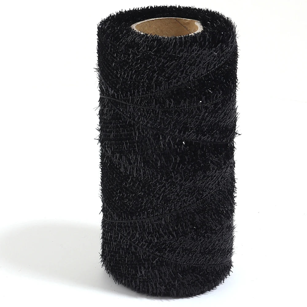 200 Yards Metallic Glitter Tinsel Yarn – DIY Gift & Craft Cord Craft Yarn Thread PLUSH black