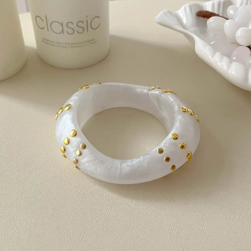 Bohemian Wide Acrylic Bangle – Vintage Resin Rivet Bracelet Acrylic Bangle Bracelet PLUSH