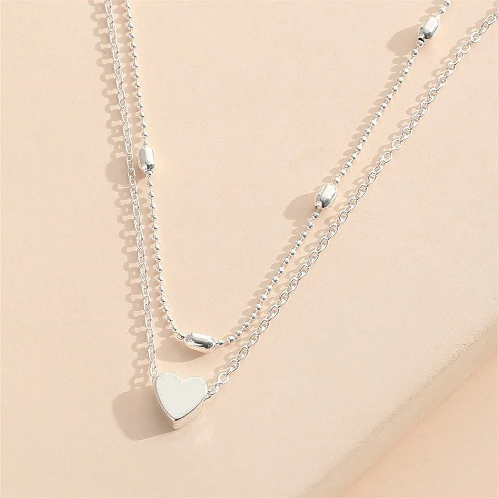 Vintage Heart Butterfly Layered Anklet – Adjustable Silver Bracelet Ankle Bracelet PLUSH