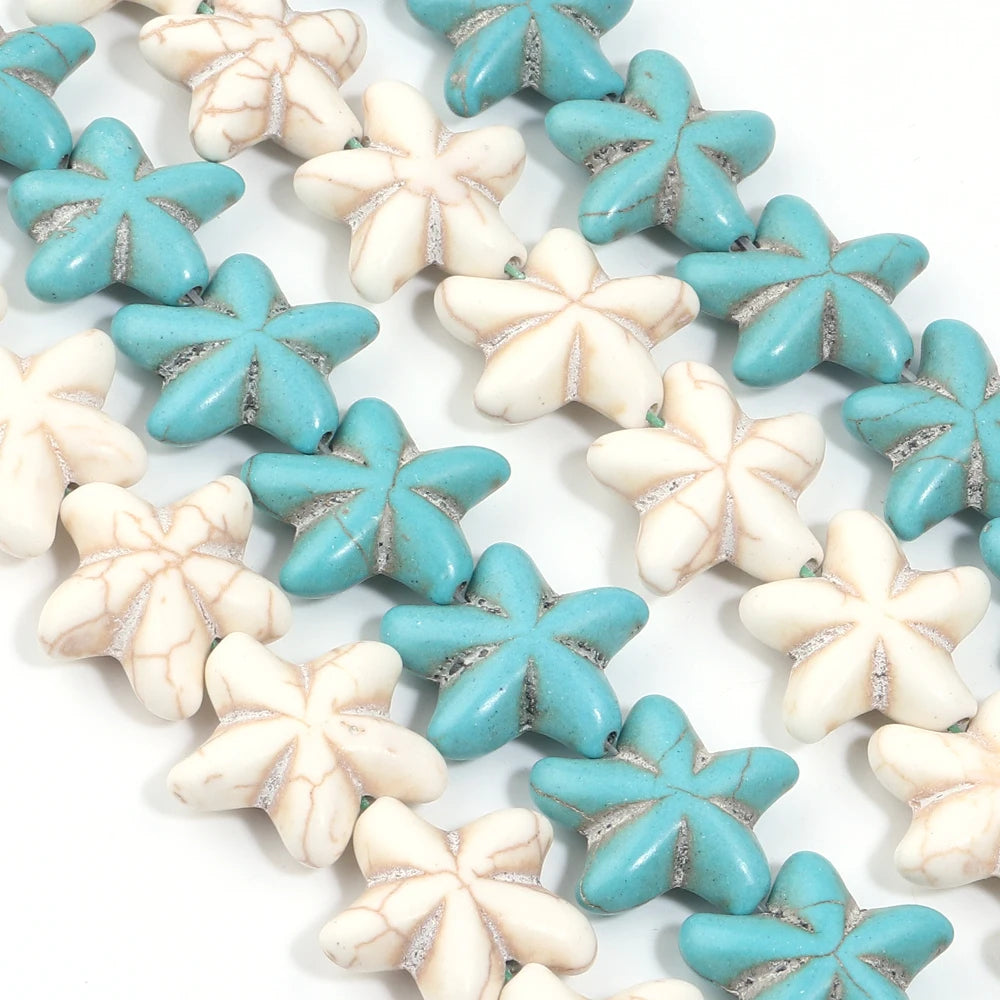 Starfish Turquoise Stone Beads 1 Strand – DIY Jewelry Making Stone Spacer Beads PLUSH
