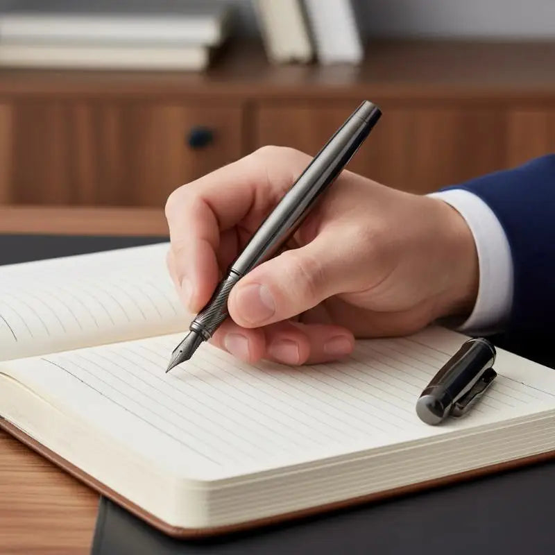 KOQZM Silver Gray Fountain Pen – Iridium 0.5mm Medium Nib Fountain Pen PLUSH