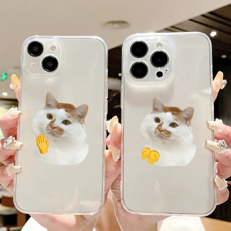 Cute Cartoon Cat Clear iPhone Case – Funny Kitten Cover Clear Phone Case PLUSH