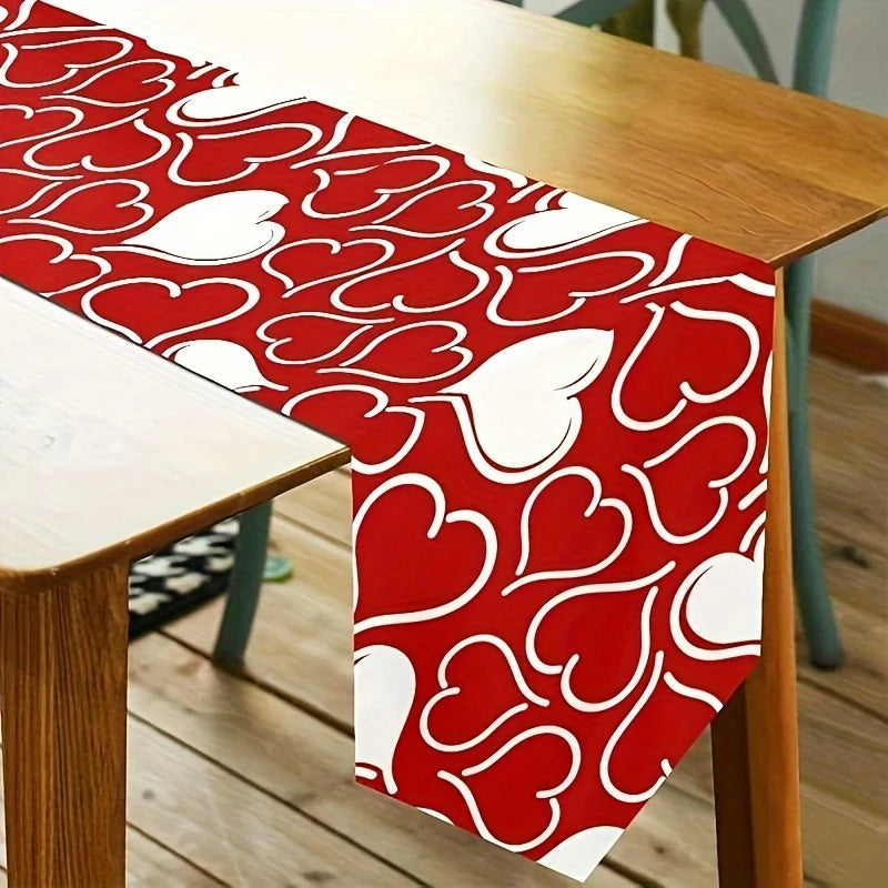 Valentine's Day Red Heart Tablecloth | Polyester Table Runner Table Runner PLUSH A 33X90Cm