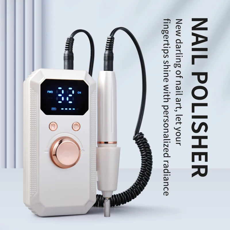 Professional Wireless Electric Nail Drill – 11 Bits & 20 Bands Electric Nail Drill PLUSH WHITE