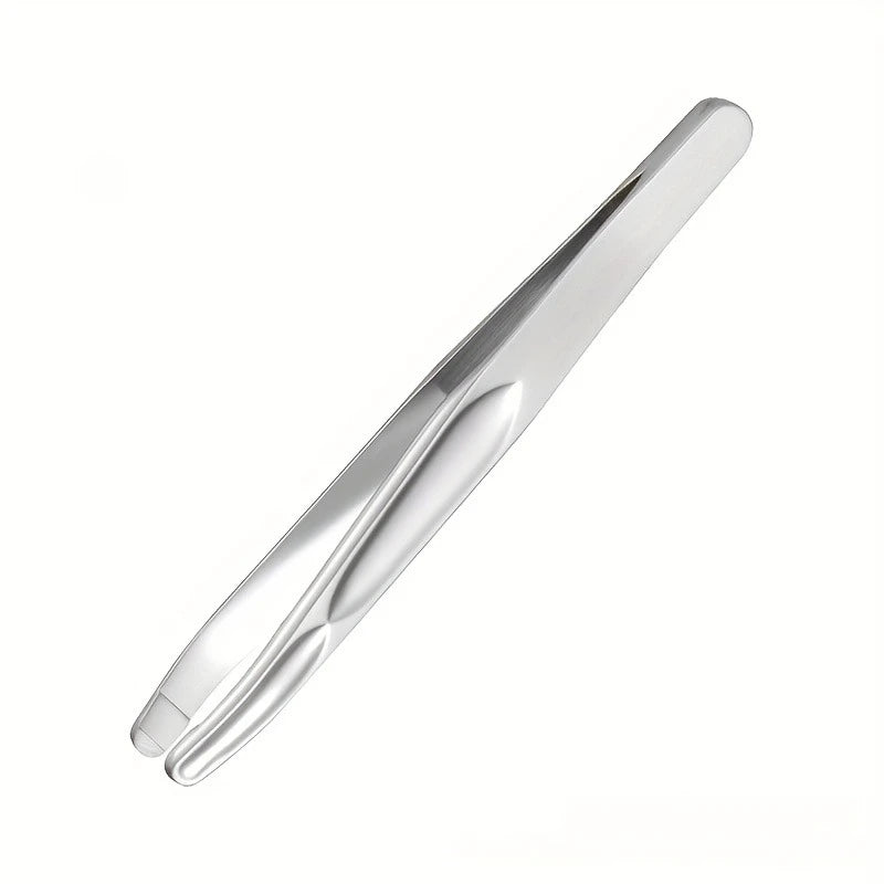 Ouriner Round Tip Tweezers – Eyebrow & Facial Hair Removal Eyebrow Tweezers PLUSH Silvery 1 PC