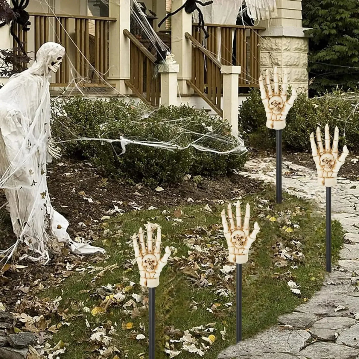 Halloween Skeleton Skull Solar Pathway Lights – LED Flickering Solar Pathway Lights PLUSH