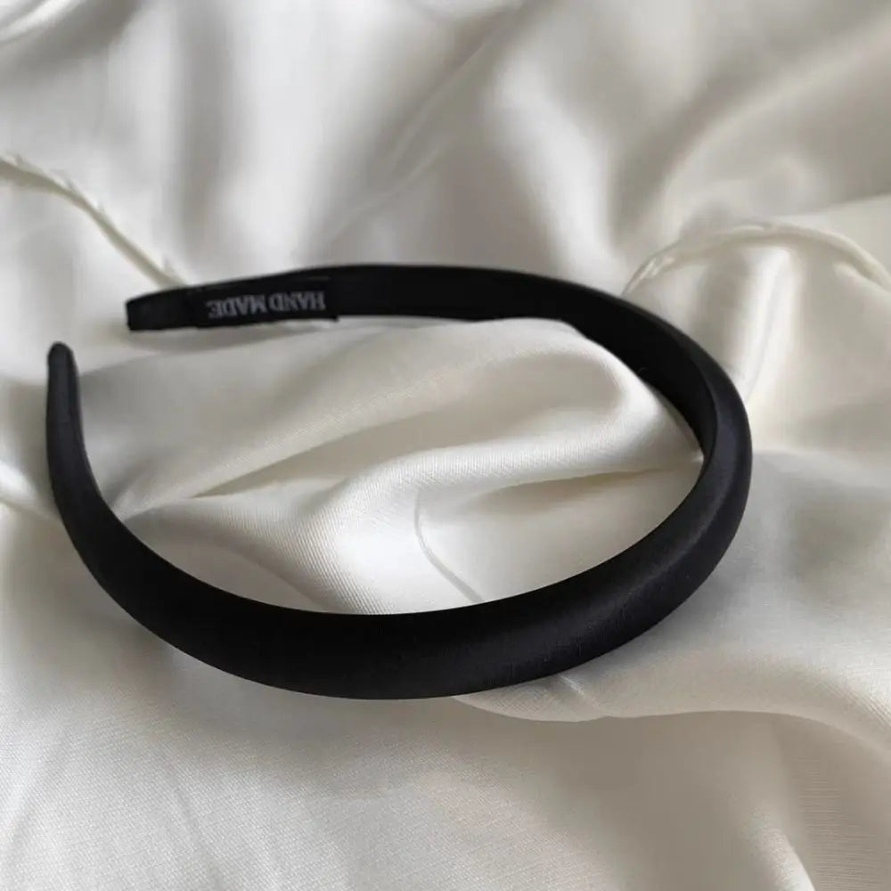Silk Satin Headband for Women – Korean Style Hair Hoop Satin Headband PLUSH black