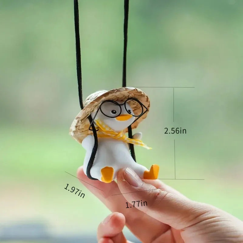 Swinging Duck Car Pendant with Glasses | Rearview Mirror Charm Car Mirror Pendant PLUSH