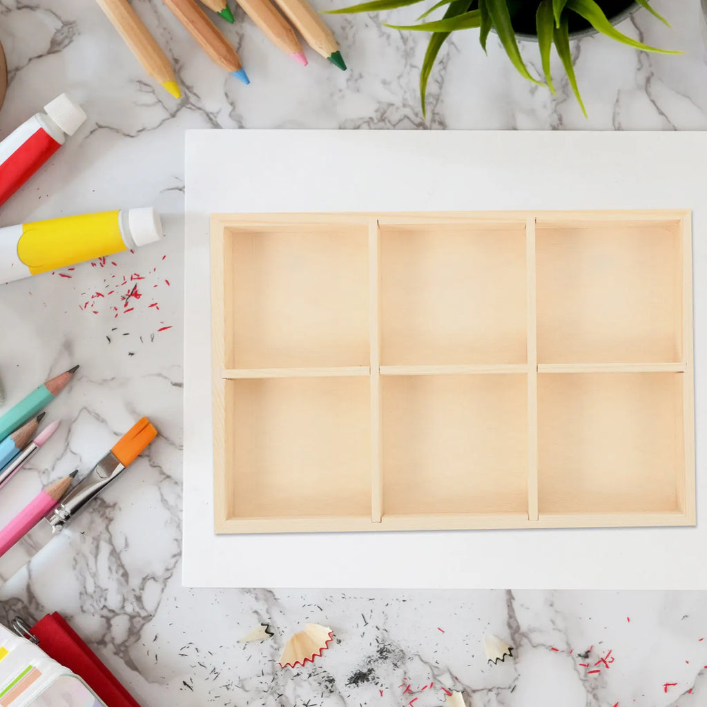 Wooden Multi-Slot Crayon & Pen Desk Organizer | Storage Tray Desk Pen Organizer PLUSH