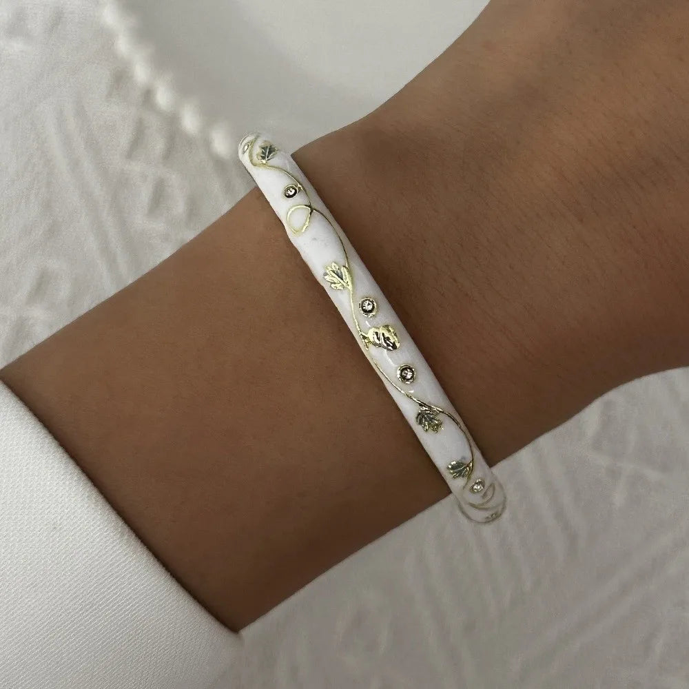 Vintage Cloisonne Enamel Open Cuff Bangle Bracelet for Women Enamel Cuff Bangle PLUSH
